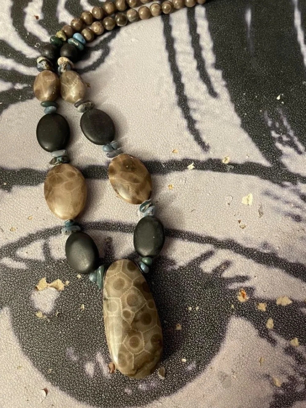 Earth-Tone Focal Stone Necklace in Brown and Black